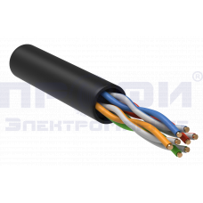 ITK Кабель витая пара U/UTP  кат.5E 4х2х24AWG solid LDPE черн. (305м) РФ LC3-C5E04-139-R