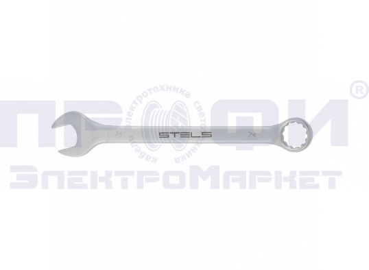 Ключ комбинированный, 24 мм, CrV, матовый хром // Stels (15217) Ключ комбинированный, 24 мм, CrV, матовый хром // Stels (15217)