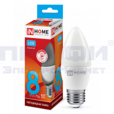 Лампа светодиодная LED-СВЕЧА-VC 8Вт 230В Е27 4000К 760Лм IN HOME