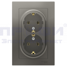 SE AtlasDesign сталь розетка с/з двойная ATN000924