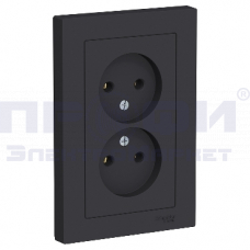 SE AtlasDesign розетка 2-я  без з/к 16A IP20 карбон ATN001020