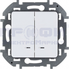 Legrand INSPIRIA выключатель двухклавишный белый с индикацией 10 АХ 673630