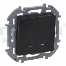 Legrand INSPIRIA выключатель двухклавишный антрацит с индикацией 10 АХ 673633