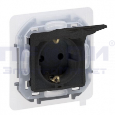 Legrand INSPIRIA розетка 2К+3 IP44 с крышкой и шторками антрацит 16А 250В  673743