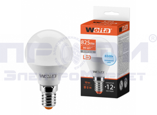 Светодиодная лампа WOLTA шар 25W45GL10E14 10Вт 6500К Е14 Светодиодная лампа WOLTA шар 25W45GL10E14 10Вт 6500К Е14