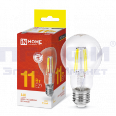 Лампа светодиодная LED-А60-deco 11Вт 230В Е27 3000К 1160Лм прозрачная IN HOME