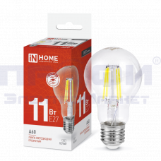 Лампа светодиодная LED-А60-deco 11Вт 230В Е27 4000К 1160Лм прозрачная IN HOME