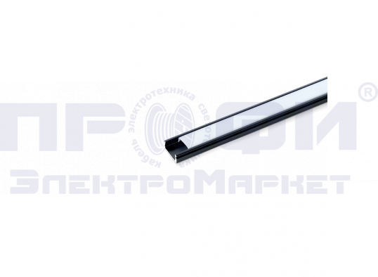 Профиль алюминиевый накладной черный с экраном, заглушками САВ262 10371