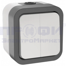 TORS Выключатель двухклавишный 10А IP55 TS205 белый IEK