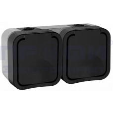 TORS Розетка 2-ая с з/к кр. горизонтальная 16А IP55 TS122 графит IEK