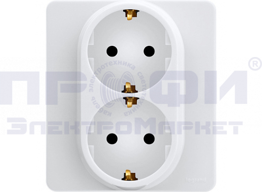 Legrand INSPIRIA розетка 2х 2К+3 немецкий стандарт белая 16А 250В  673750