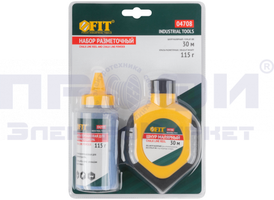 Малярный отбивочный шнур 30 м + разметочная краска 115 гр. FIT 04708 Малярный отбивочный шнур 30 м + разметочная краска 115 гр. FIT 04708