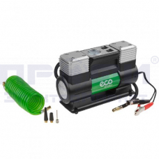 Компрессор автомобильный ECO AE-028-2(12 В,280 Вт,70 л/мин,2 цил.,10 бар(маном. 7бар),фонарь,сумка)