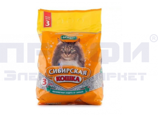 Наполнитель Сибирская Кошка Бюджет 3л впитывающий