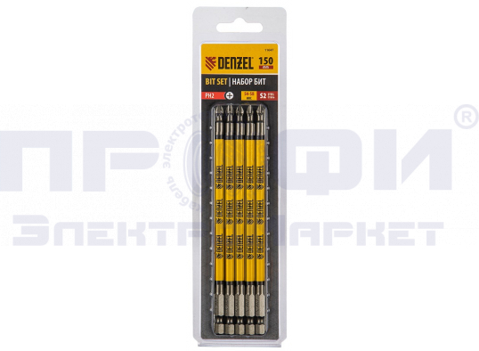 Бита PH2х150, сталь S2, круглый профиль, Denzel // 11647