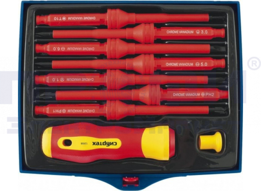 Отвертка диэлектр. до 1000 В, 9 пред. 7 жал, PH + SL + Torx + SP + TW, CrV, Сибртех // 12938