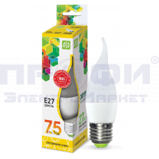 Лампа светодиодная LED-СВЕЧА НА ВЕТРУ-standard 7.5Вт 160-260В Е27 3000К 600Лм ASD