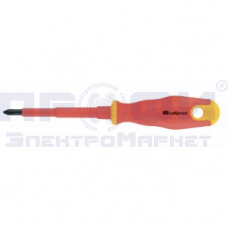 Отвертка диэлектрическая PH2*100mm, CrV, до 1000В, двухкомпонентная рукоятка СИБРТЕХ (12929)