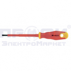 Отвертка диэлектрическая SL4*100mm, CrV, до 1000В, двухкомпонентная рукоятка СИБРТЕХ (12932)