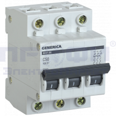 Авт. выкл. ВА47-29 3Р 50А 4,5кА х-ка С GENERICA