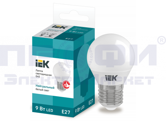 Лампа LED G45 шар 9Вт 230В 4000К E27 IEK Лампа LED G45 шар 9Вт 230В 4000К E27 IEK