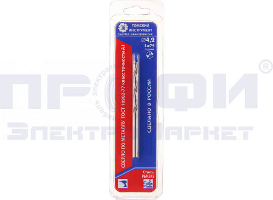 Сверло СЦП10902А1 4,20 Р6М5К5-ШП (1шт) блистер ТИЗ