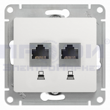 SE Glossa Бел Розетка 2-ая компьютерная RJ45+RJ45, кат.5E GSL000185KK